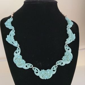 Unique Blue Flower Pearl Necklace
